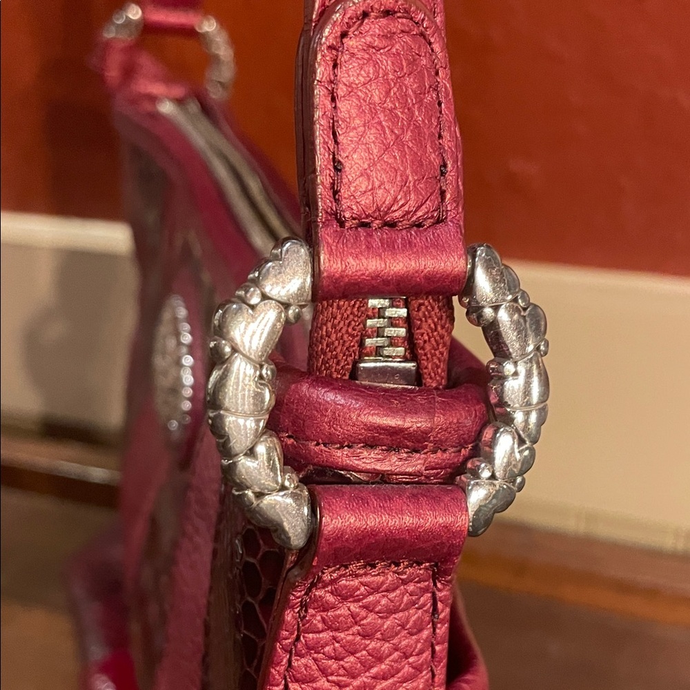 Brighton Barbados Red Patchwork Leather Shoulder … - image 8